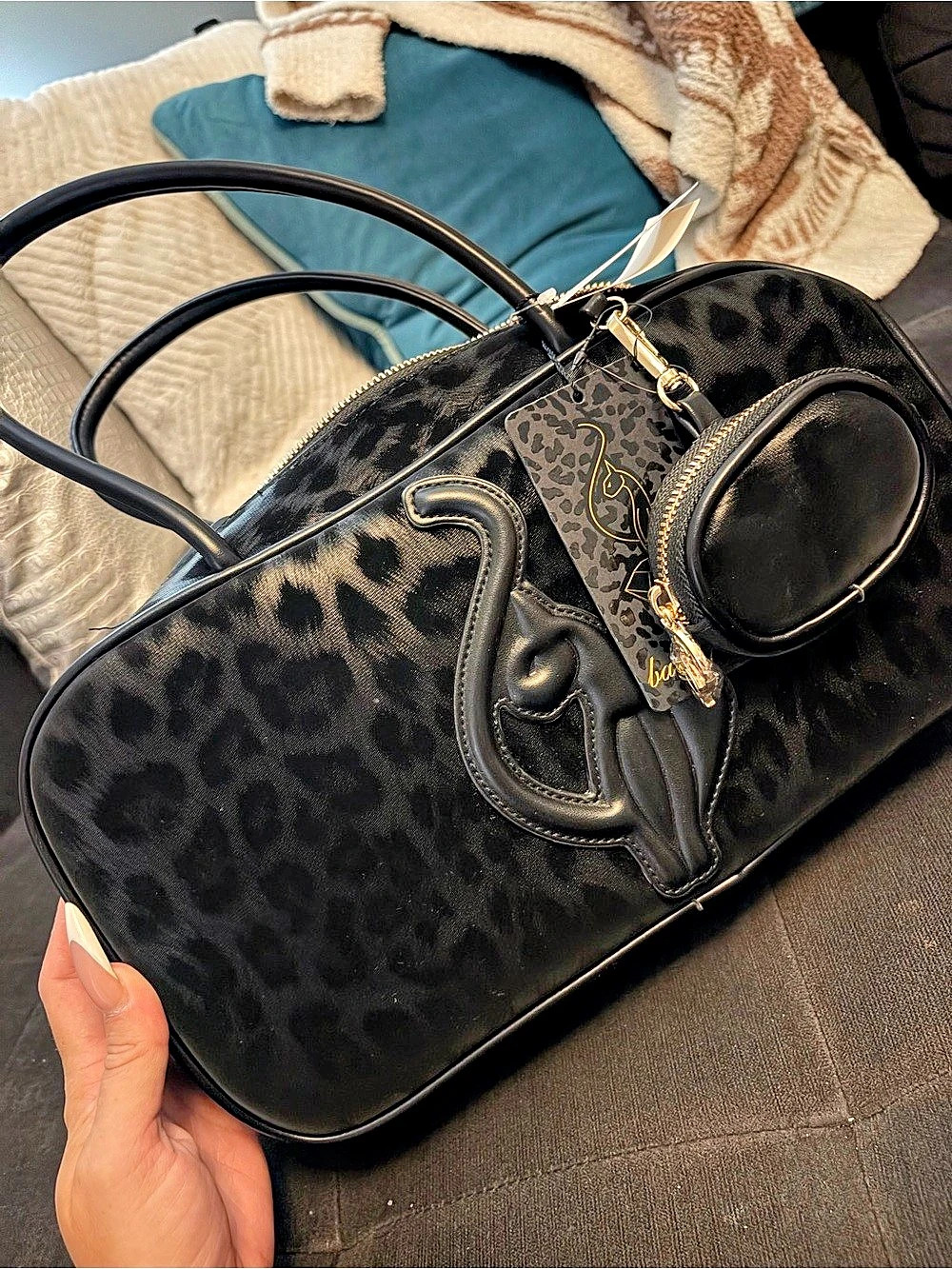 Baby Phat Leopard Satchel in Black NWT